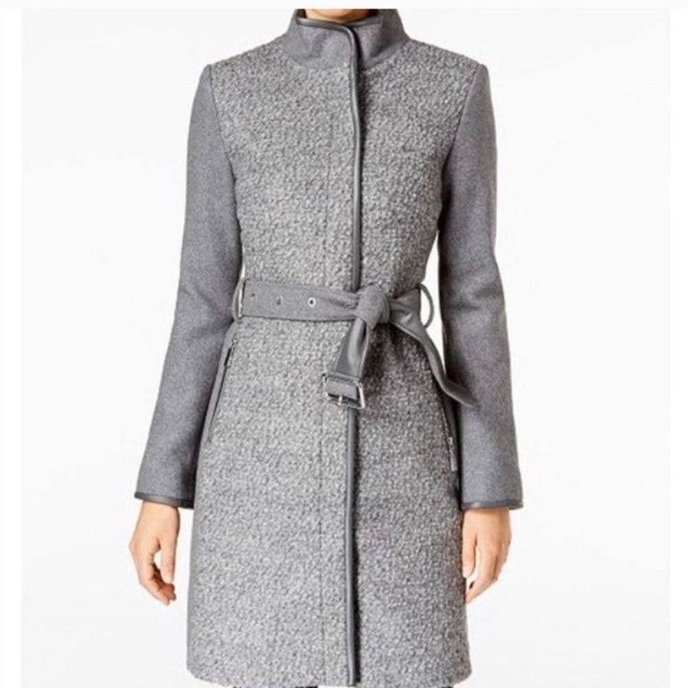 Vince Camuto Mixed Fabric Wool Coat